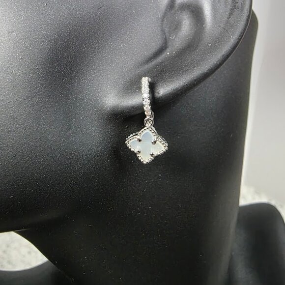 Adornia Floral Dangle Mother of Pearl Hoop Earrings - Picture 1 of 4